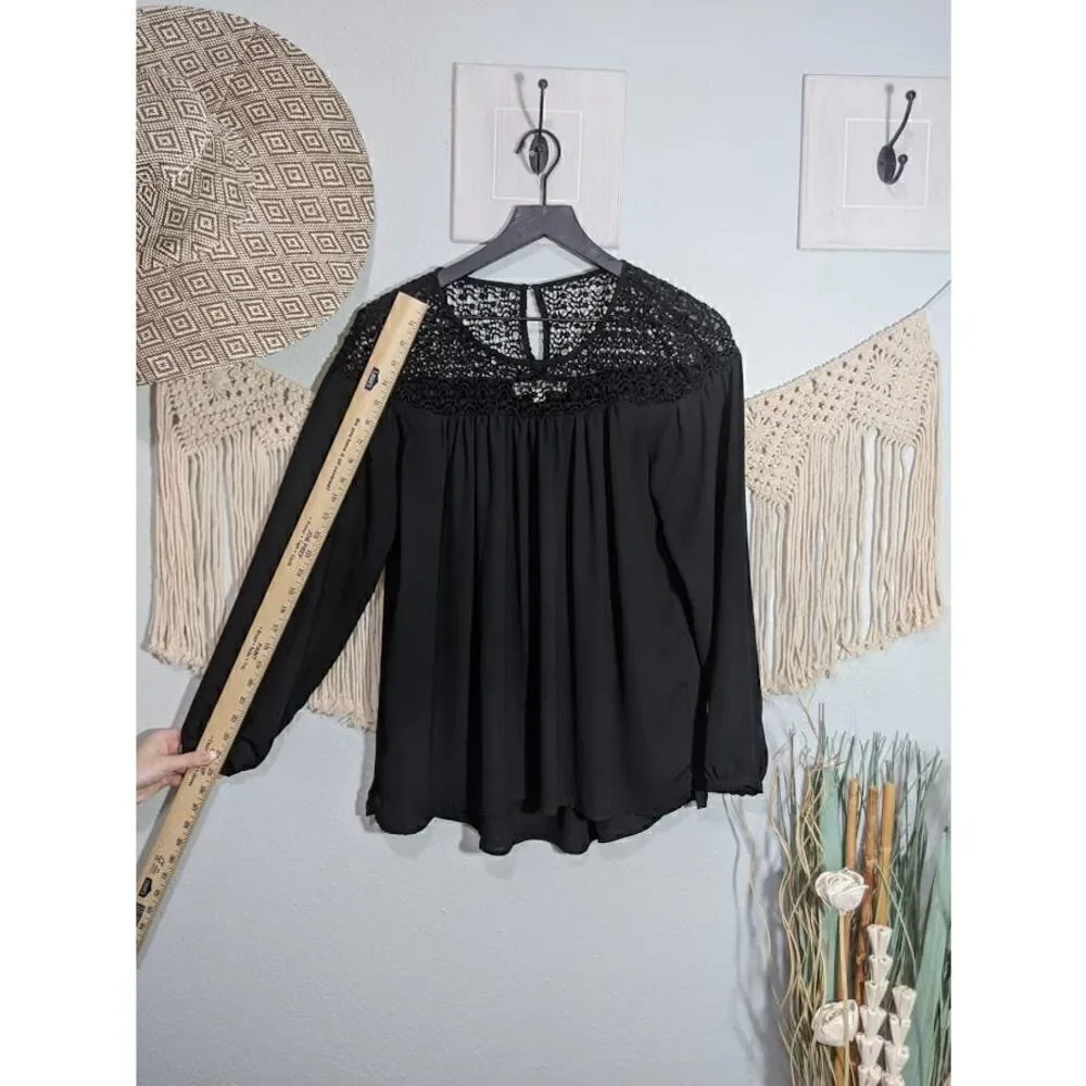 Loft Black Lace Detail Top